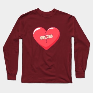 Cracked red heart with restoring patch Long Sleeve T-Shirt